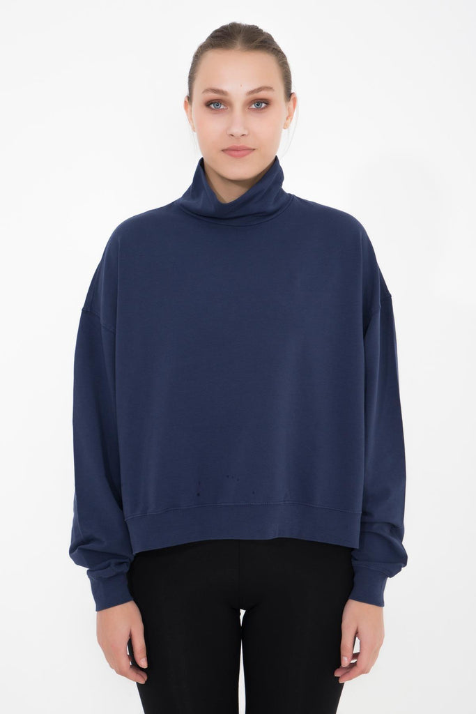 Basic İnce Sweatshirt, Dik Yaka - Vassago