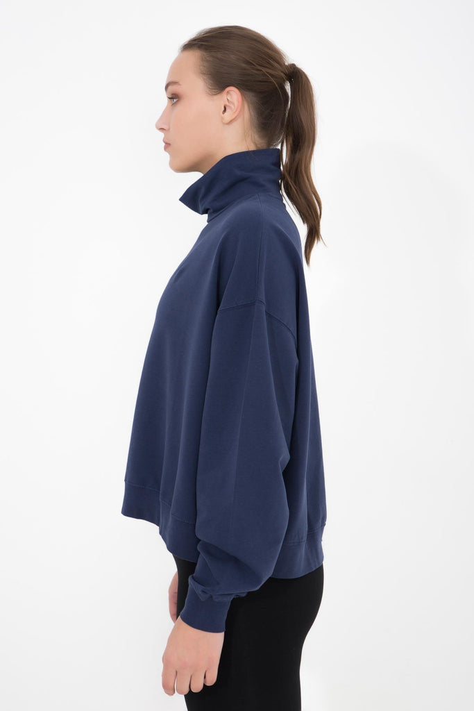 Basic İnce Sweatshirt, Dik Yaka - Vassago