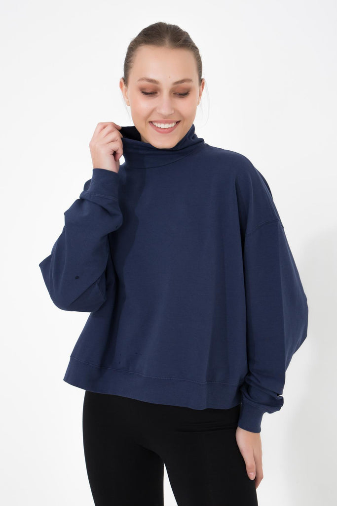 Basic İnce Sweatshirt, Dik Yaka - Vassago