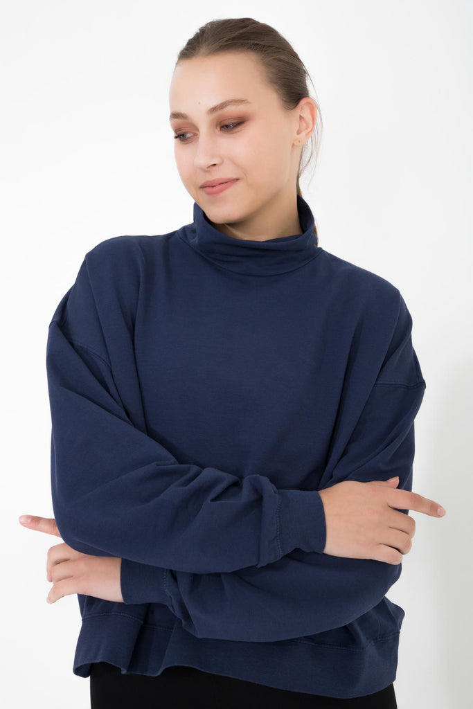 Basic İnce Sweatshirt, Dik Yaka - Vassago