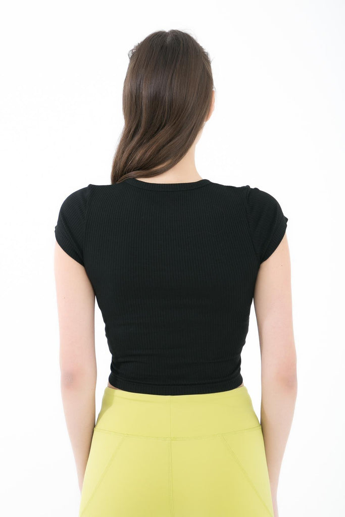 Örme Crop Body, Kısa Kollu Büzgülü - Zazel