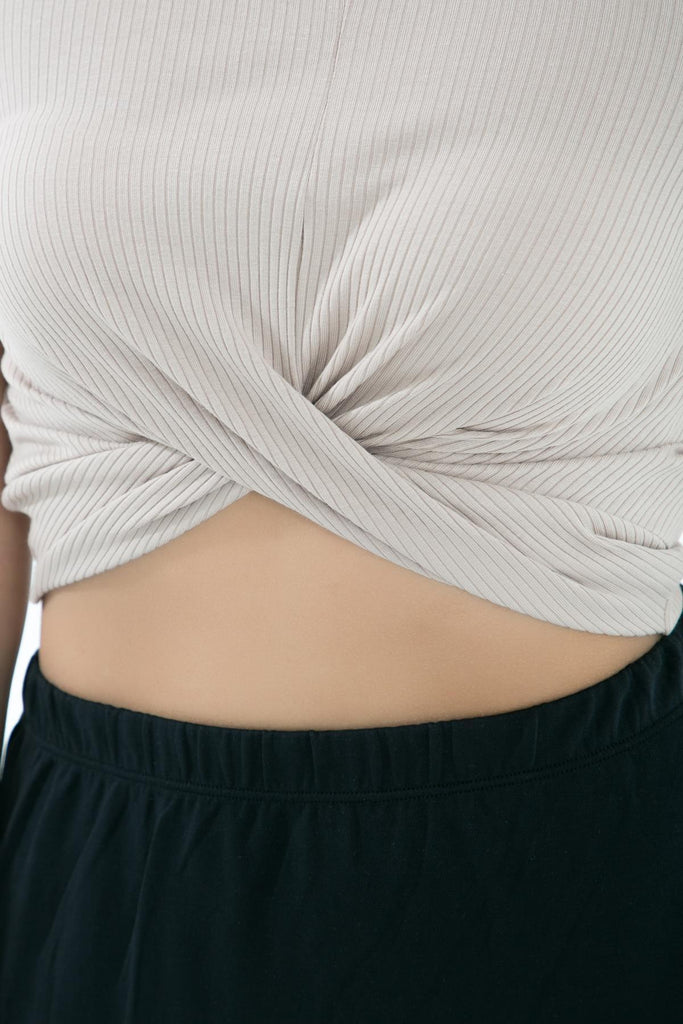 Örme Crop Body, Kısa Kollu Büzgülü - Zazel