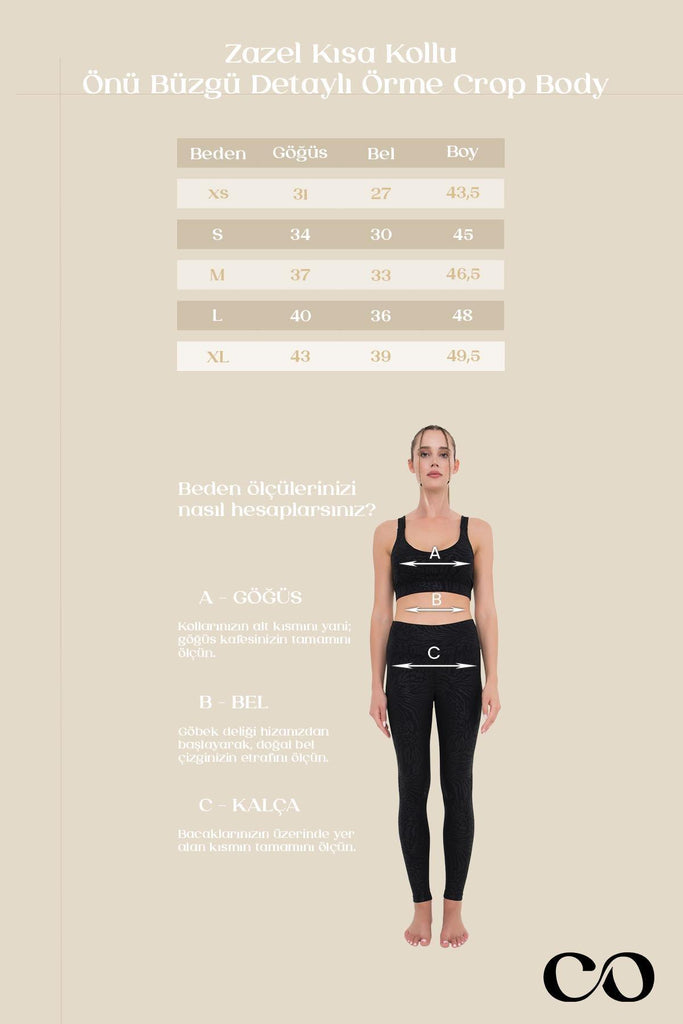 Örme Crop Body, Kısa Kollu Büzgülü - Zazel