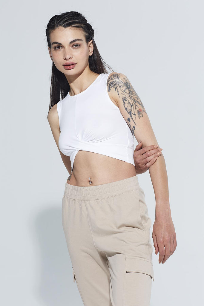 Kruvaze Crop Body, Bisiklet Yaka - Zoe